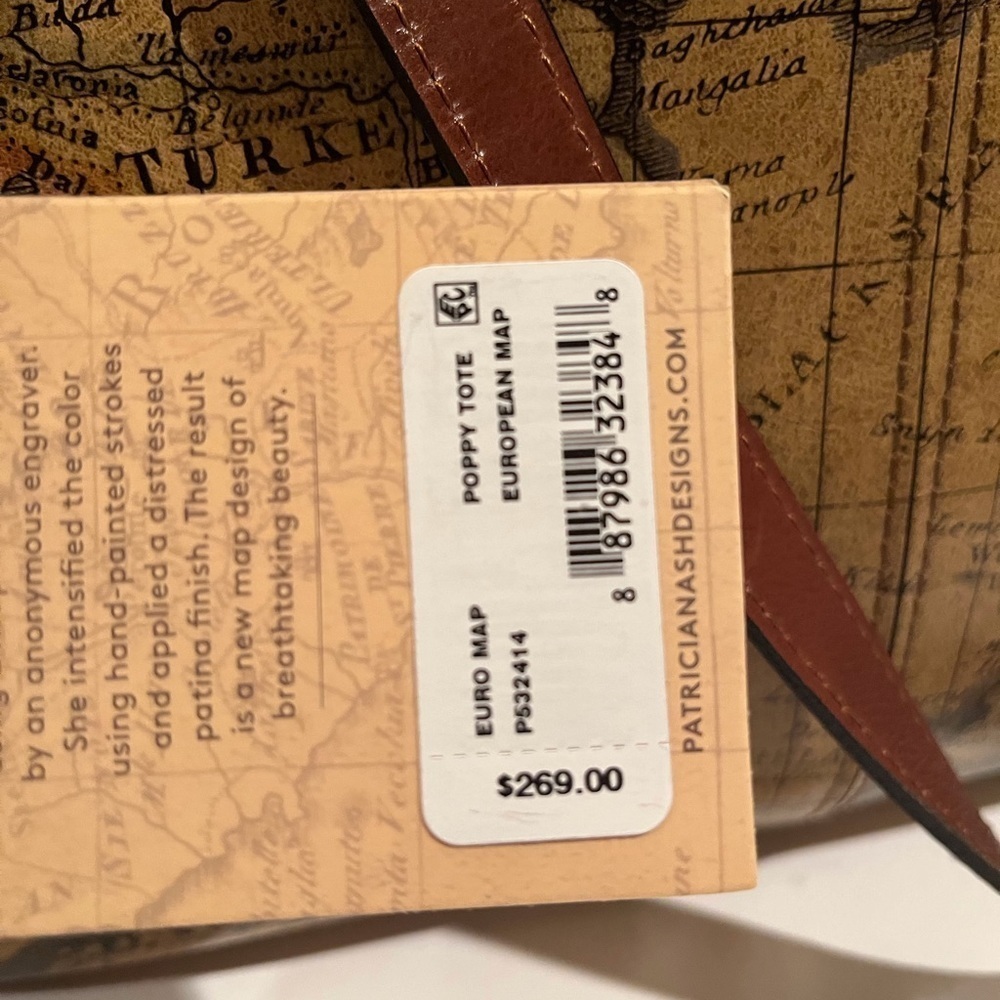 NWT Patricia Nash Leather European Map Collection Poppy Tote - Picture 14 of 15